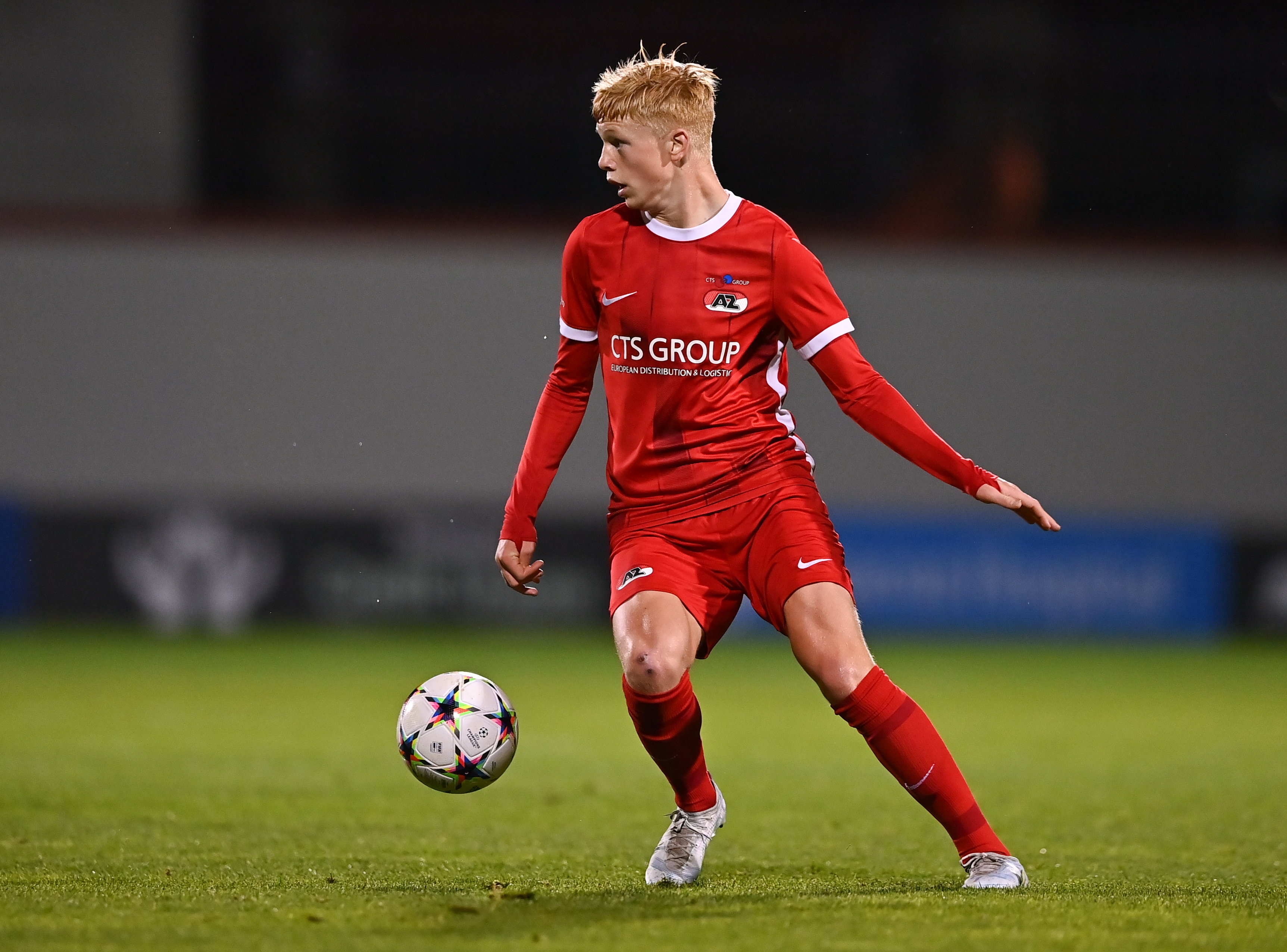 Dublin , Ireland - 4 October 2022; Kees Smit of AZ Alkmaar during the UEFA Youth League First Round 2nd Leg match between Shamrock Rovers and AZ Alkmaar at Tallaght Stadium in Dublin. (Photo By Ben McShane/Sportsfile via Getty Images)