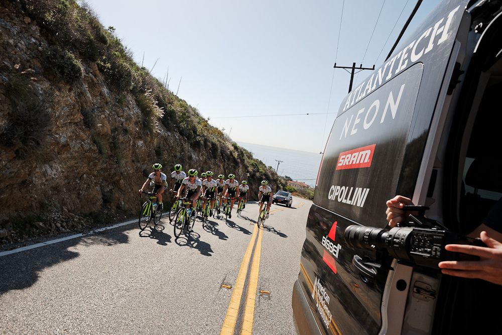 The team trains in the Southern California sun.