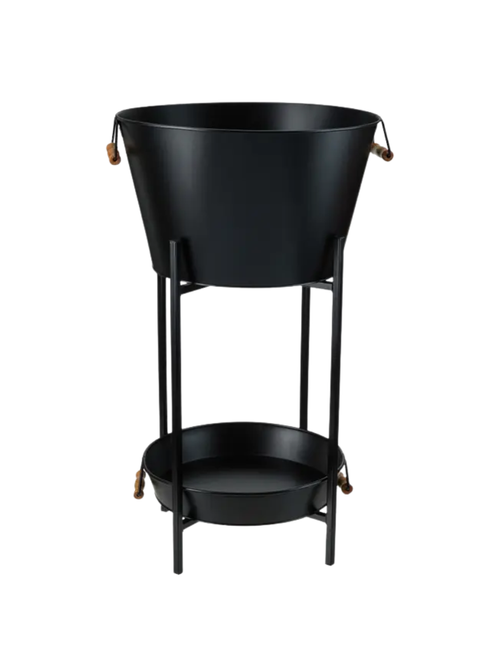 Beverage Tub With Stand & Tray in Black