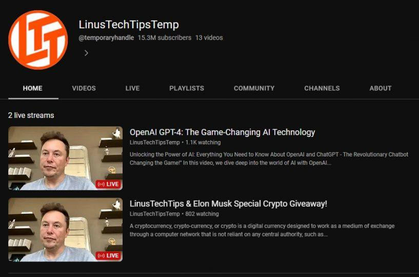 LTT YouTube hacked