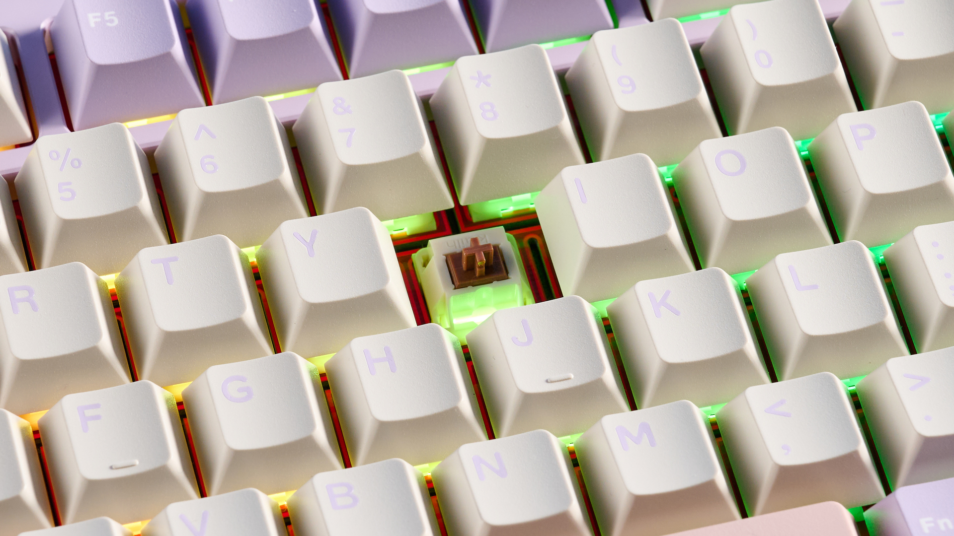 A purple Wobkey Rainy 75 Pro wireless mechanical keyboard with hot-swappable switches