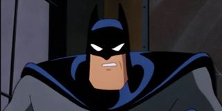 Batman looks unhappy in Batman: The Animated Series