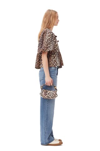 Mini-Ganni-Bou-Tasche mit Leopardenmuster