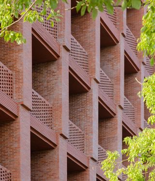 Brick facade of Taoxichuan Hotel in China by David Chipperfield Architects.
