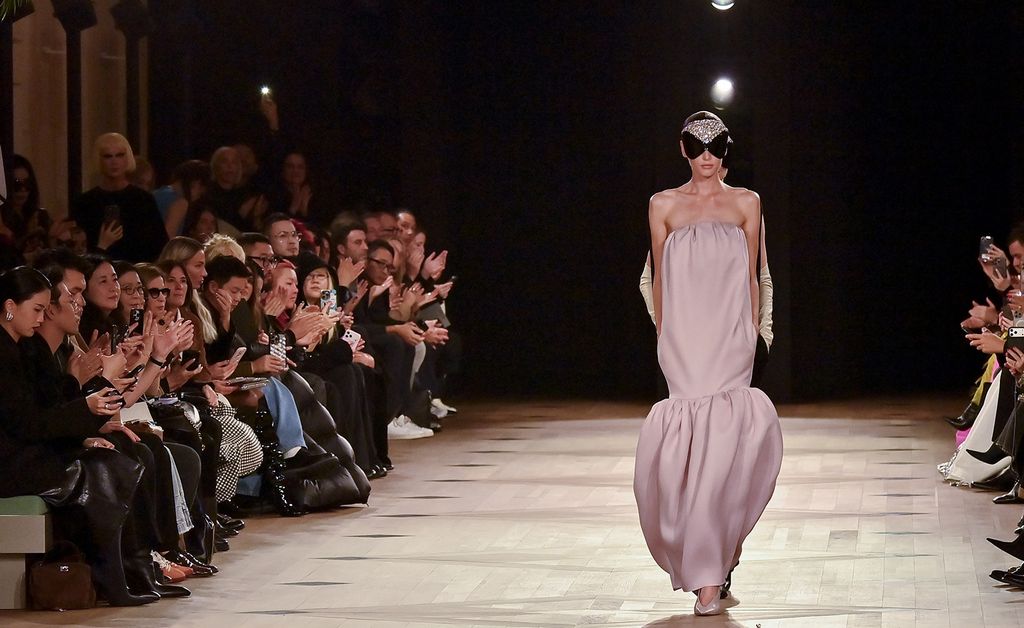 Model in a dress on a runway