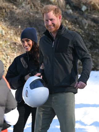 Prince Harry, Duke of Sussex and Meghan, Duchess of Sussex attend the Invictus Games One Year To Go Event on February 15, 2024 in Whistler, Canada.
