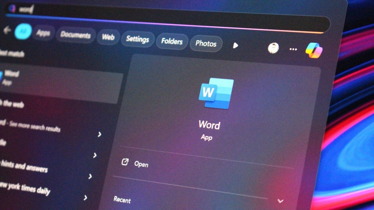 Microsoft Word logo in Windows 11 Search.