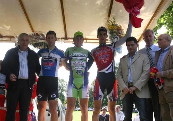 The Coppa Citt&agrave; di Lonigo podium (l-r): Filippo Fortin, Matteo Trentin and Nicola Boem.
