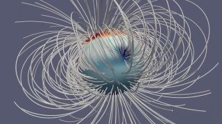 This image illustrates Jupiter's magnetic fields at a single moment in time.