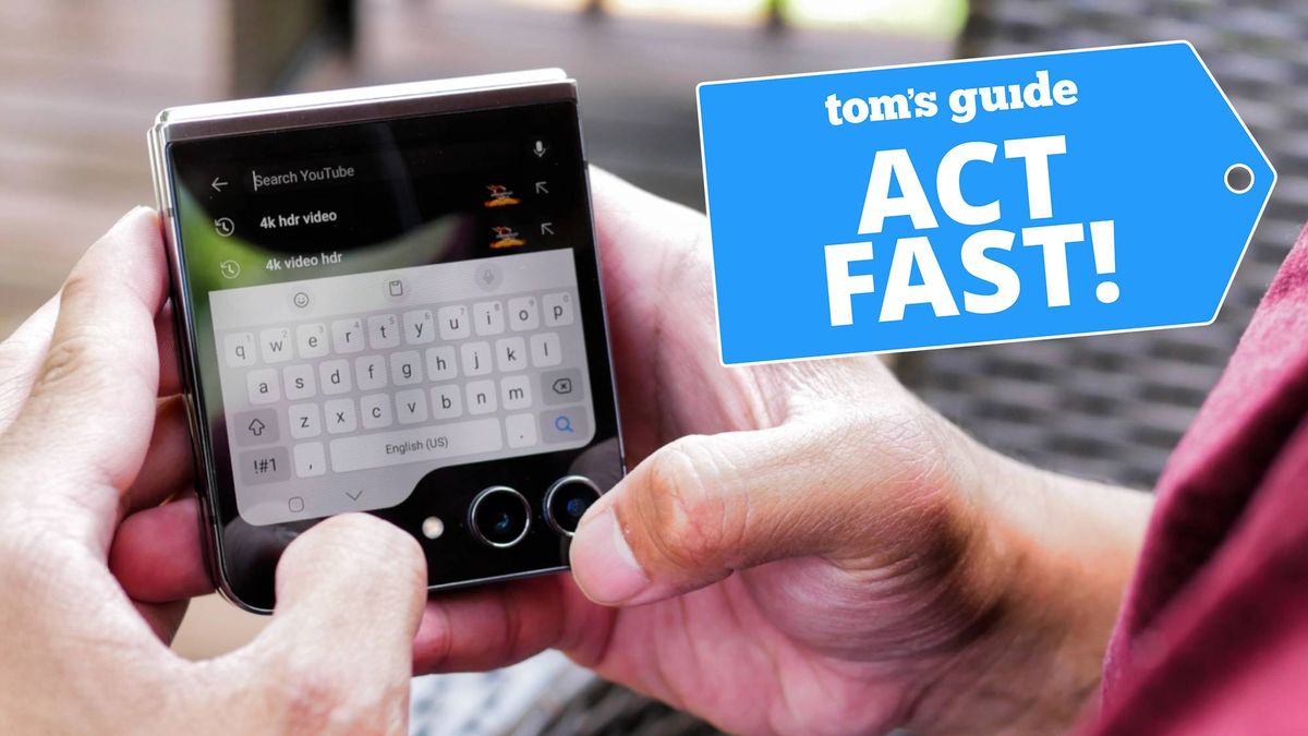 Samsung Galaxy Z Flip 5 with a Tom&#039;s Guide deal tag