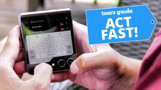Samsung Galaxy Z Flip 5 with a Tom's Guide deal tag
