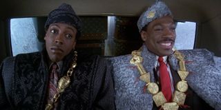 Coming to America Arsenio Hall and Eddie Murphy riding in the royal backseat
