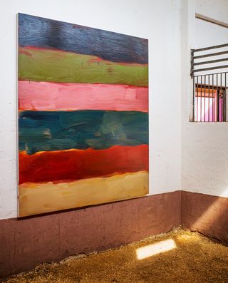 Sean Scully abstract painting in the stables at Luis Barragán’s Cuadra San Cristóbal estate