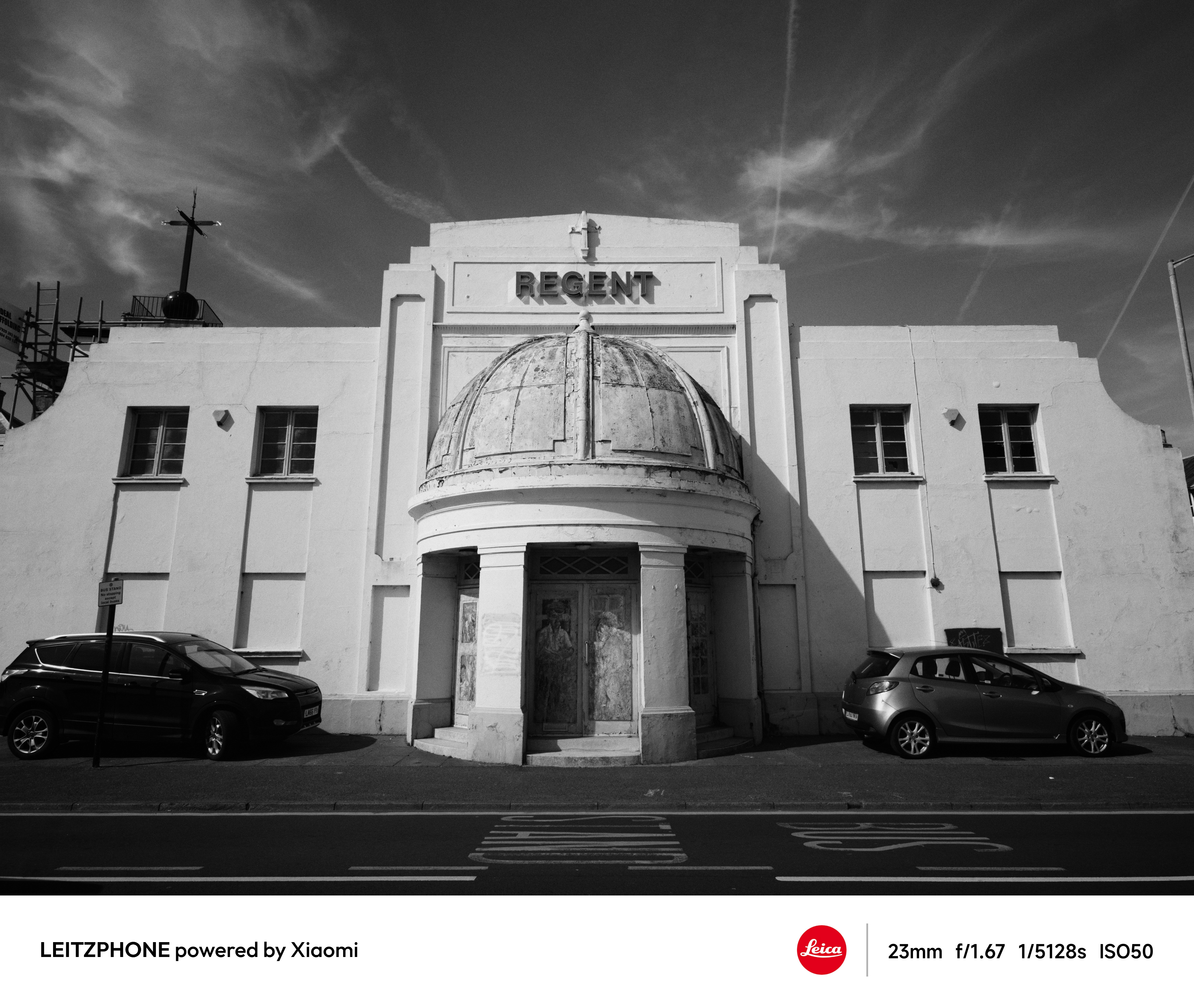 Black-and-white photo of the old Regent cinema building