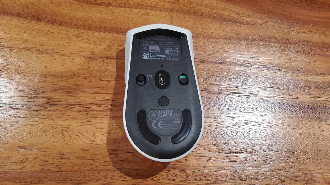 white gaming mouse upside down