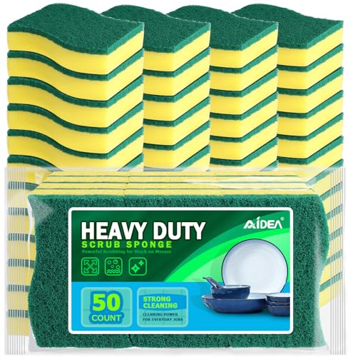 Amazon.com: Aidea Sponges Kitchen, 50 Pack Heavy Duty Dish Sponge, Cleaning Dish Scrubber Sponge for Home and Kitchen, Stink-Free Cleaning Supplies for Pots, Pans : Health & Household