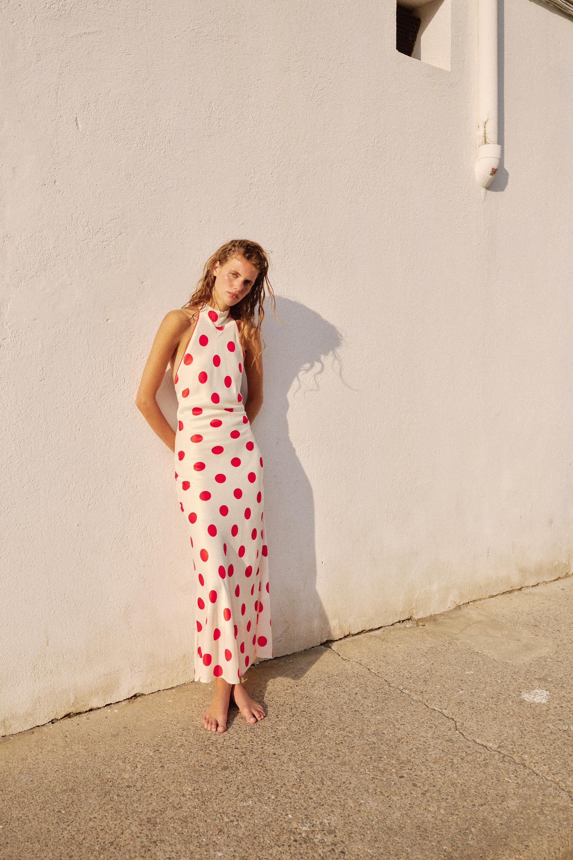Polka Dot Halter Midi Dress