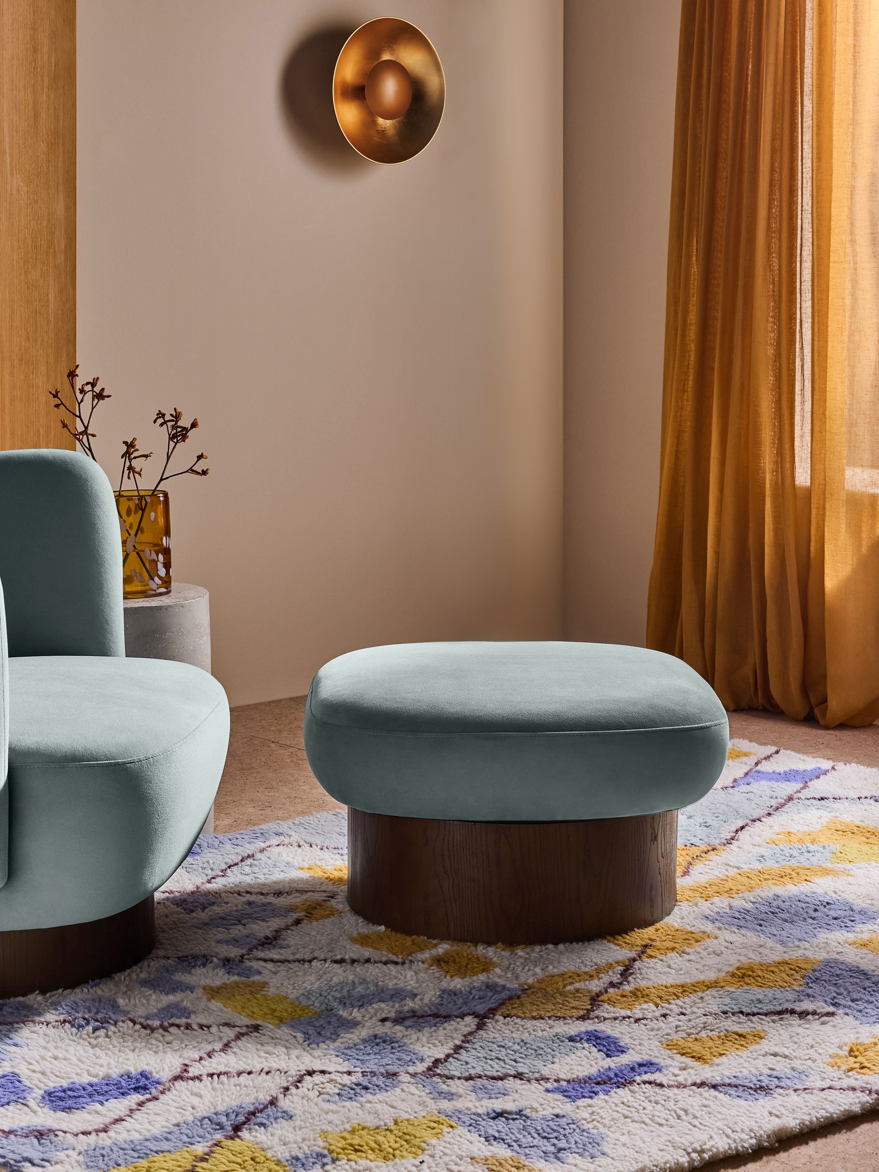 Made.com Steel Grey Blue Novara Storage Footstool - Size One