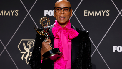 RuPaul, winner of Outstanding Reality TV Competition for "RuPaul's Drag Race," poses in the press room during the 75th Primetime Emmy Awards at Peacock Theater on January 15, 2024