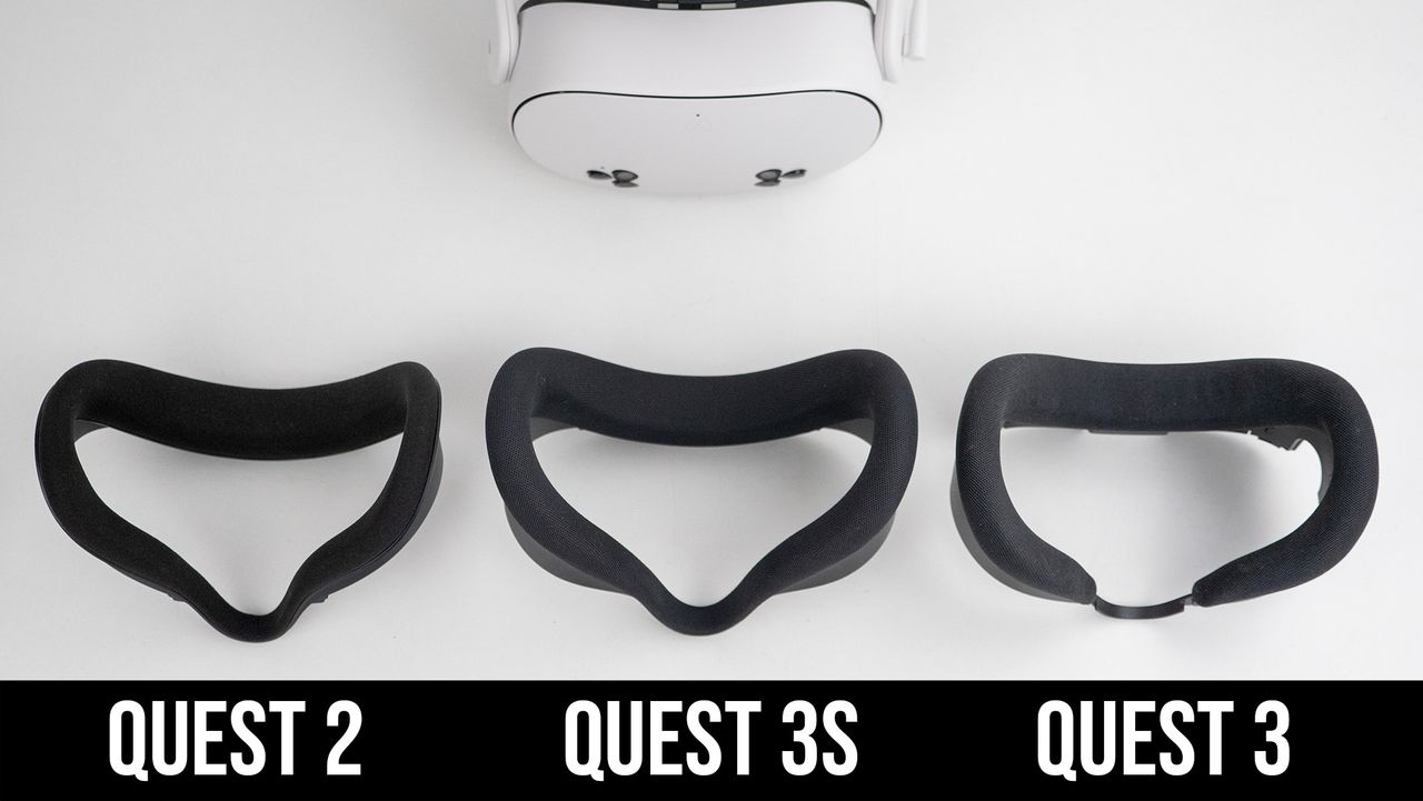 Comparing the default facial interfaces of the Meta Quest 2, Meta Quest 3S, and Meta Quest 3