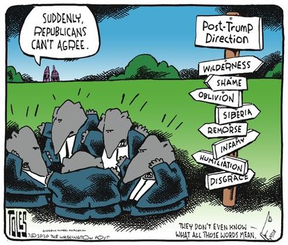 Political Cartoon U.S. republicans gop post Trump direction