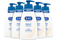 E45 Daily Bulk Moisturiser Body Lotion for Dry Skin, Pack of 5, WAS £27.45, NOW, 14.59 (SAVE £12.86)