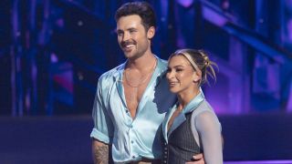 Dylan Efron and Daniella Karagach are shown on Dancing with the Stars Season 34.
