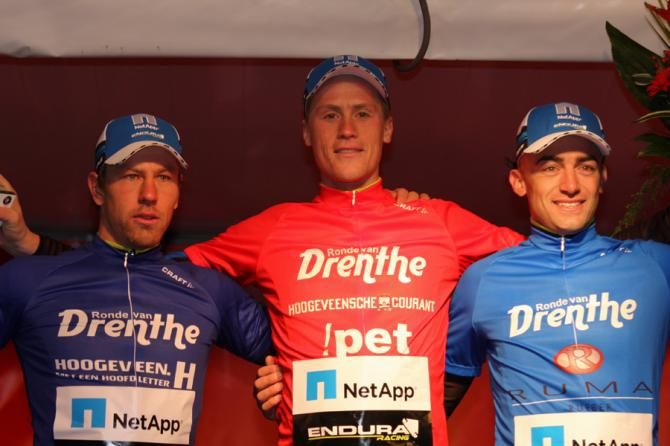 Ronde van Drenthe podium sweep for NetApp-Endura (L-R): Markus Eichler, 2nd; Alexander Wetterhall, 1st; Andreas Schillinger, 3rd
