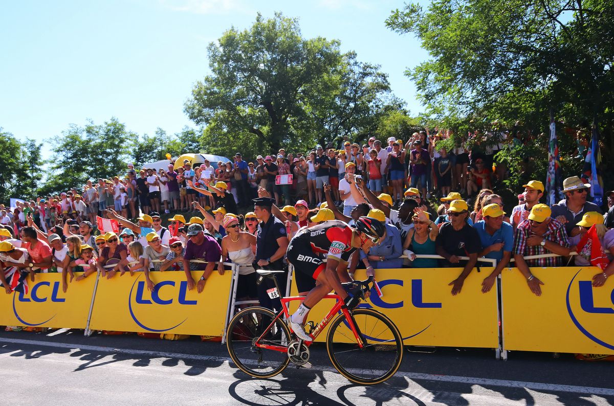 Greg Van Avermaet (BMC Racing) approaches the finish line in Rodez on stage 14