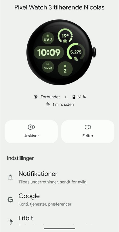 Pixel Watch app with light theme