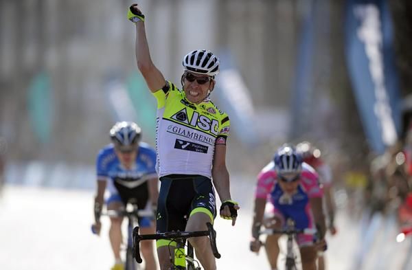 A happy Giovanni Visconti (ISD - Neri) crossed the line in Marmaris as the winner of stage 3 in the Tour of Turkey.