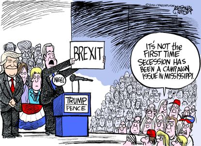 Political cartoon U.S. 2016 election Donald Trump Brexit