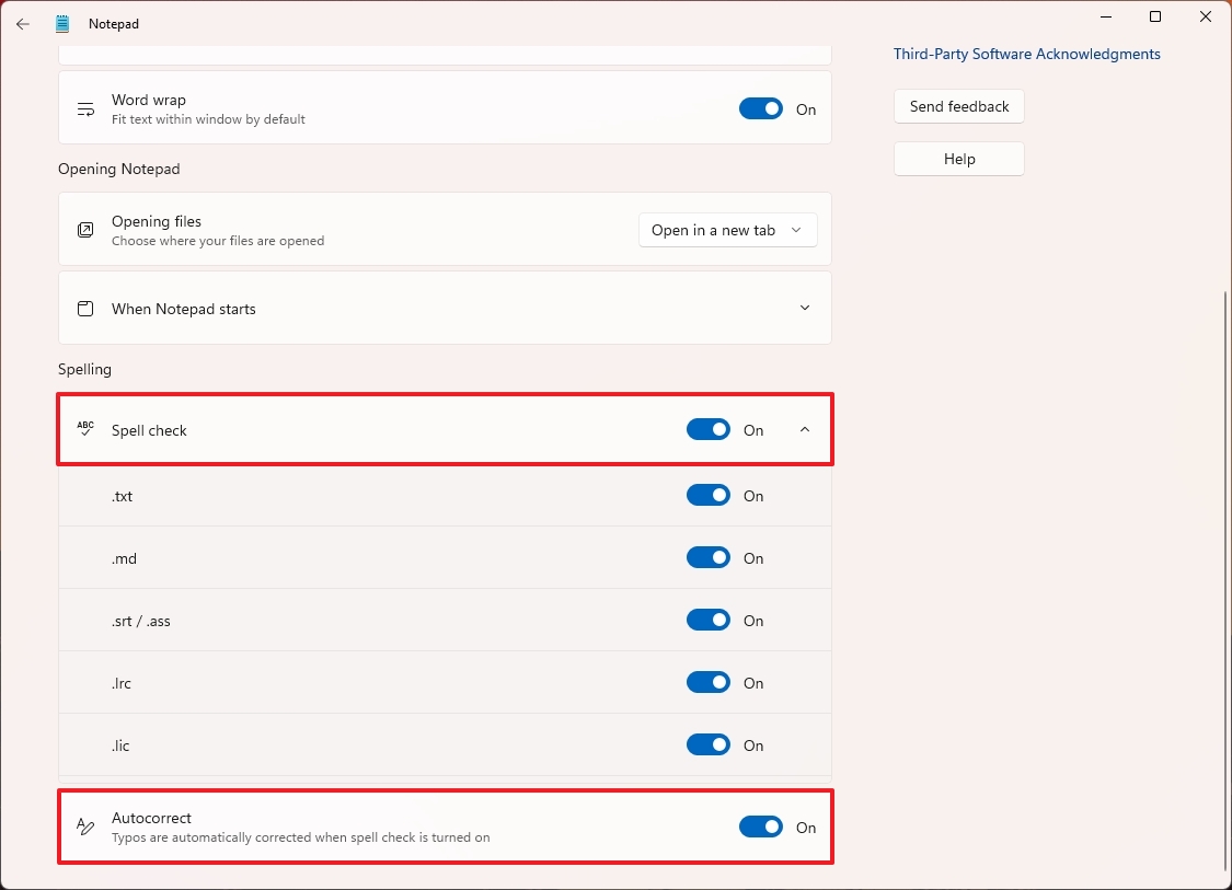 Notepad spell check and autocorrect