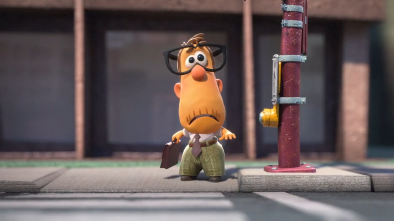 animated man afraid to cross the street