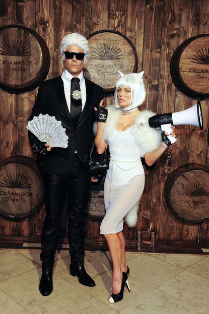 Josh Duhamel and Fergie as Karl Lagerfeld and Choupette