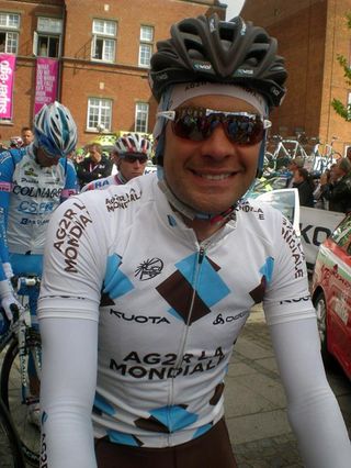 Gregor Gazvoda (AG2R-La Mondiale) awaits the start of stage 3 at the Giro d'Italia.