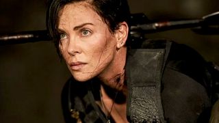 A close-up of Charlize Theron as Andy during the Netflix movie The Old Guard.