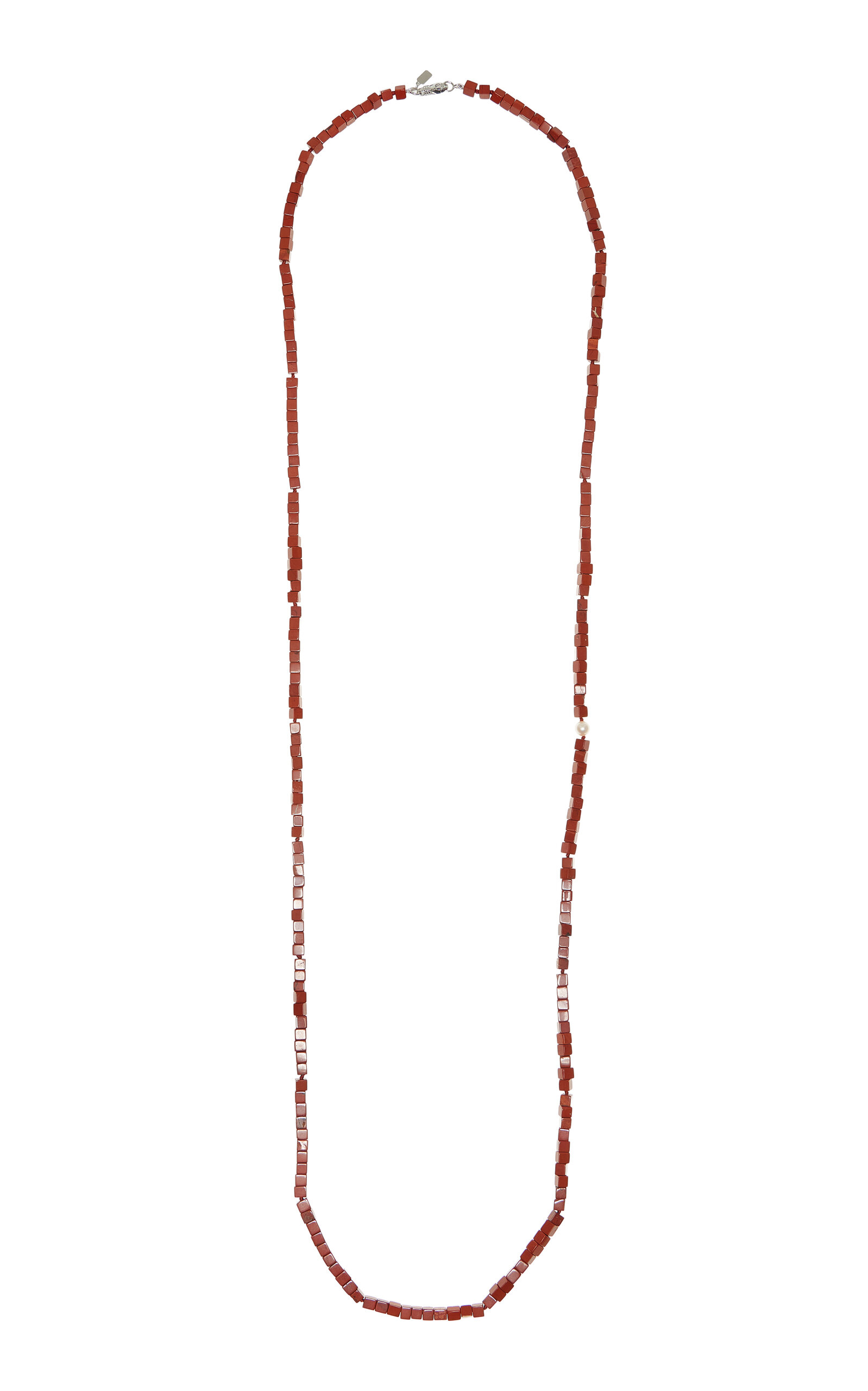 Ines Sterling Silver Pearl and Jasper Necklace
