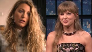 Blake Lively is shown in Another Simple Favor, and Taylor Swift is interviewed on Late Night with Seth Meyers.