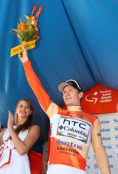 Greipel wears the Ochre jersey.