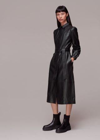 Phoebe Leather Shirt Dress