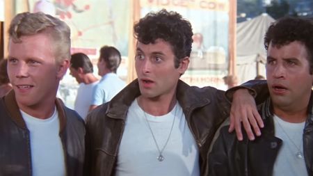 From left to right: Kelly Ward as Putzie, Barry Pearl as Doody, and Michael Tucci as Sonny in Grease. 