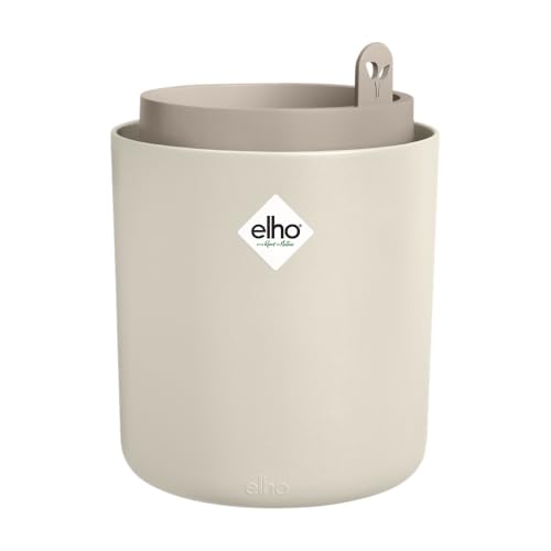 Elho Bouncy Basil 16 - Self Watering Plant Pot for Indoor - Herb Planter Made of 100% Recycled Plastic - &amp;Oslash; 16.5 X H 21.0 Cm - White/linen White