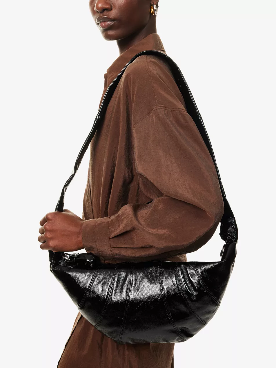 Medium Croissant Coated-Cotton Shoulder Bag