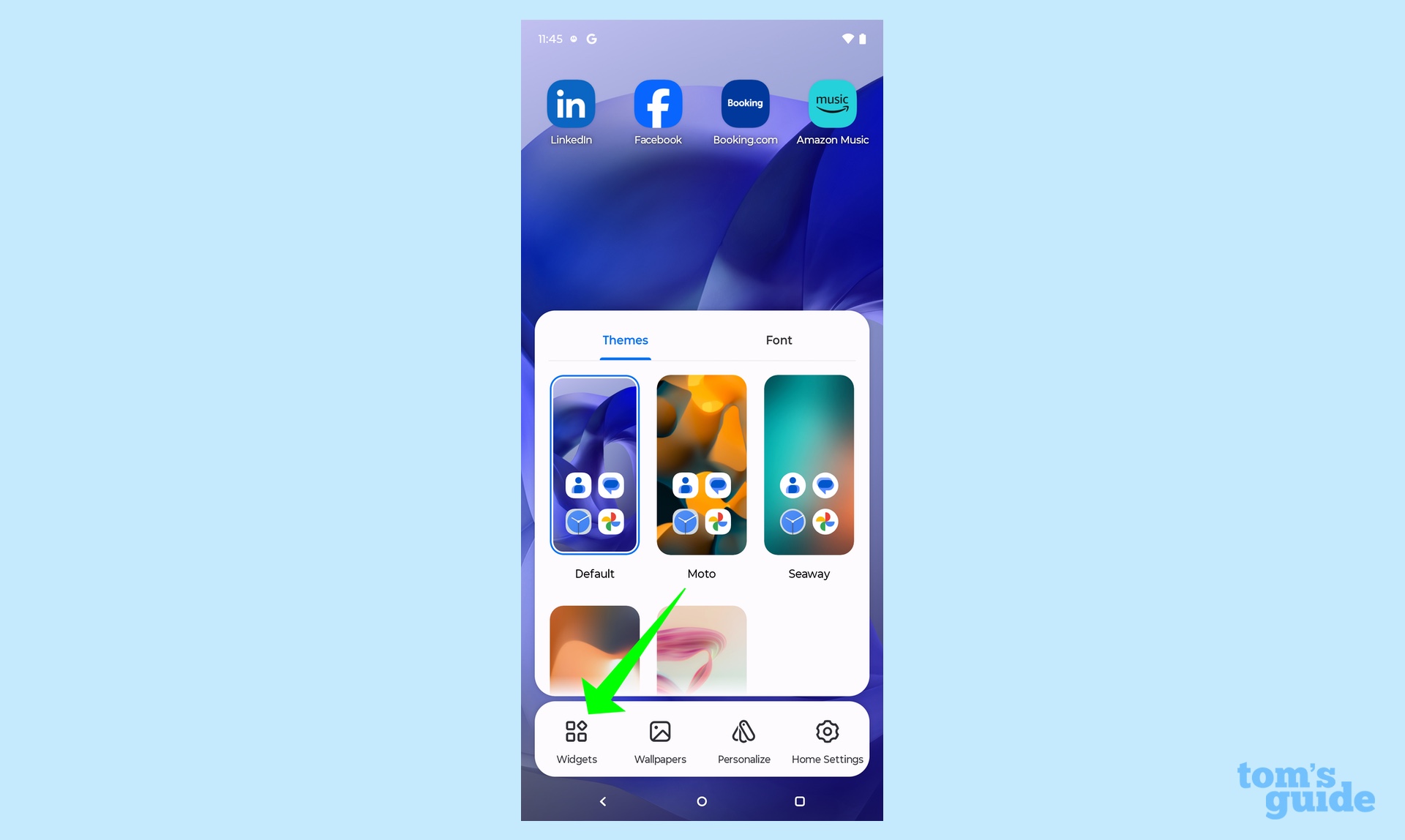 press on android home screen and select Widget from the menu