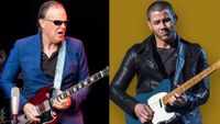 LEFT: Joe Bonamassa at Lumen Field on May 15, 2024 in Seattle, Washington. RIGHT: Nick Jonas onstage at the 51st Academy of Country Music Awards at MGM Grand Garden Arena April 3, 2016 in Las Vegas 