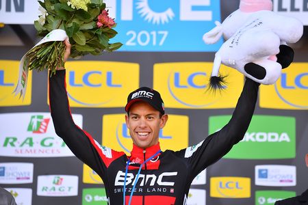 Richie Porte (BMC) celebrates stage victory at Paris-Nice.