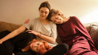 (L-R) Natasha Lyonne as Rachel, Elizabeth Olsen as Christina and Carrie Coon as Katie in &quot;His Three Daughters&quot; streaming on Netflix in September 2024