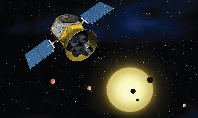 Artist&#039;s illustration of NASA&#039;s planet-hunting TESS mission.