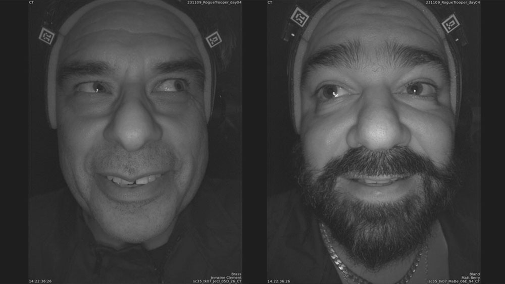 Behind-the-scenes images of facial capture for the rogue Trooper movie